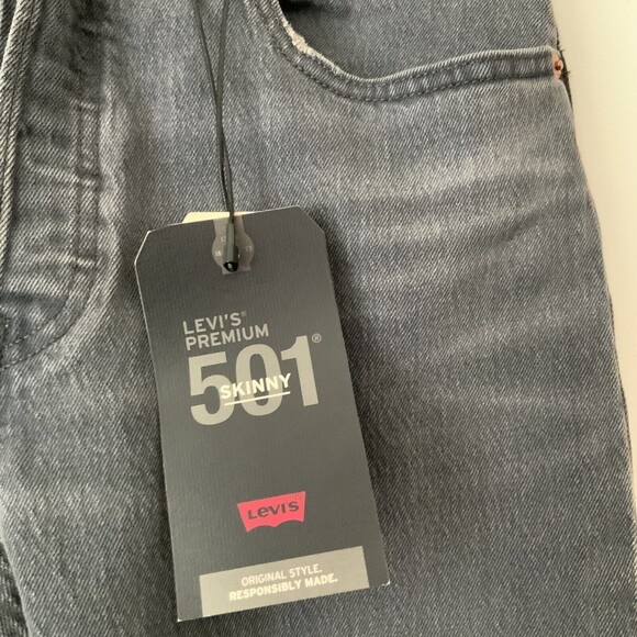 Levi's Premium 501 Skinny High Rise Button Fly Jeans Gray Wash 31 - Picture 12 of 13